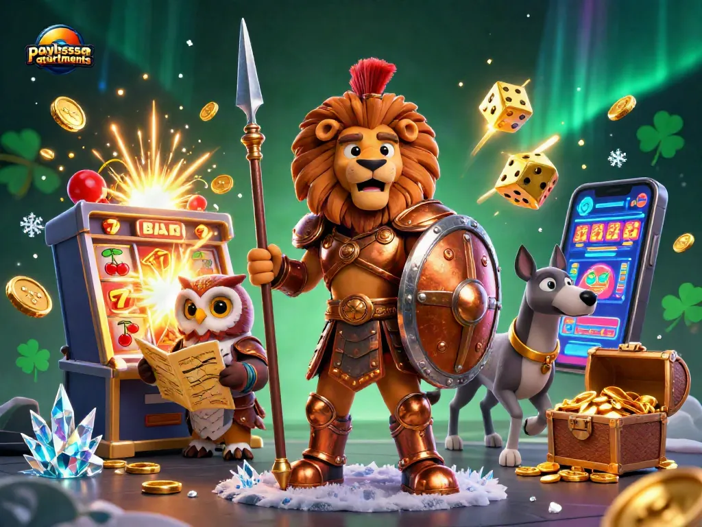 Experience the excitement of paylessapartments gaming with a vibrant slot machine and animated characters.
